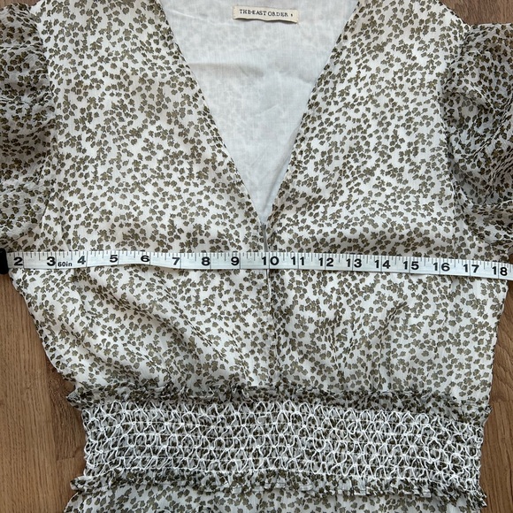 The East Order Smocked Floral Mini Dress Small Boho Long Sleeve Ruffle - Picture 7 of 9